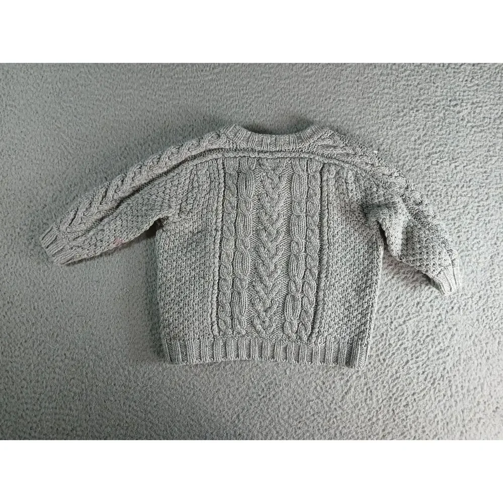 Hanna Andersson Sweater 80 US 18-24 Months Gray Knit Nordic Wool Blend Pullover